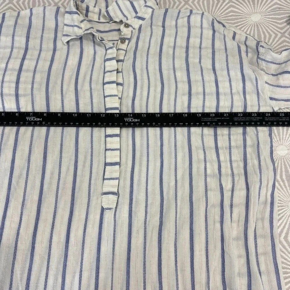 Free People Shirt Dress Stripes 100% Cotton Coastal Boho White Sz S